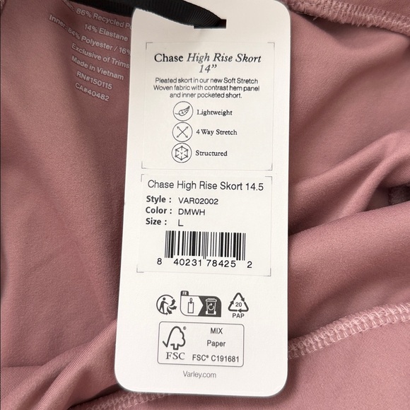 Varley Chase High Rise Skort 14.5” NWT Tennis Golf Skirt - Picture 5 of 5